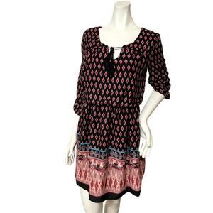 Lilly Rose Women's Black and Pink Quarter Length Dress  Size  Small